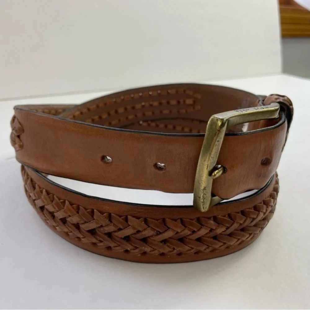 Columbia Tan Leather Braided‎ Woven Size 38 Men’s Belt